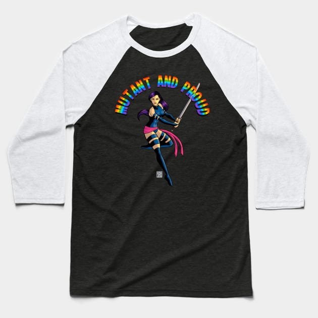 Psylocke Mutant And Proud Baseball T-Shirt by sergetowers80